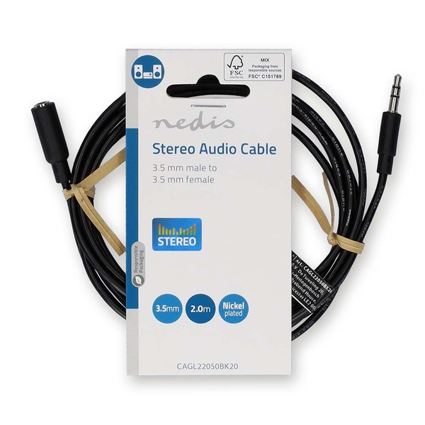 NEDIS Stereo Audio Cable 3.5 mm Male - 3.5 mm Female 2.00 m Extension Black