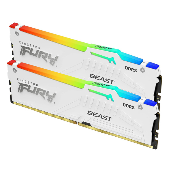 Kingston Fury Beast RGB 32GB Kit (2 x 16GB), DDR5, 6000MHz (PC5-48000), CL36, 1.35V, ECC, XMP 3.0, PMIC, AMD EXPO, DIMM Memory  - WHITE EDITION