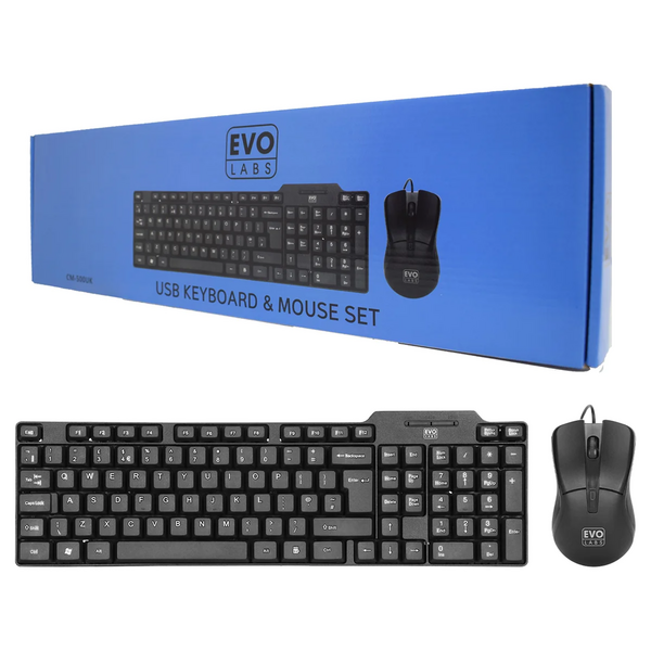 Evo Labs USB Wired Desktop Keyboard and Mouse Combo Set