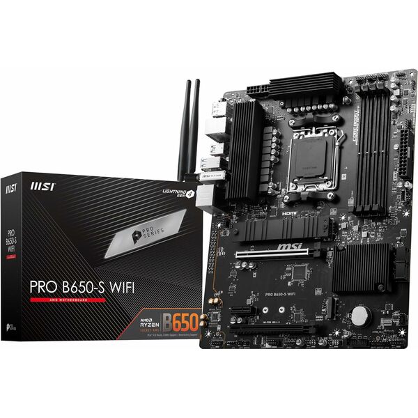 MSI PRO B650-S WIFI AM5 Motherboard, ATX - Supports AMD Ryzen 7000 Series Processors, AM5 - DDR5, Wi-Fi 6E