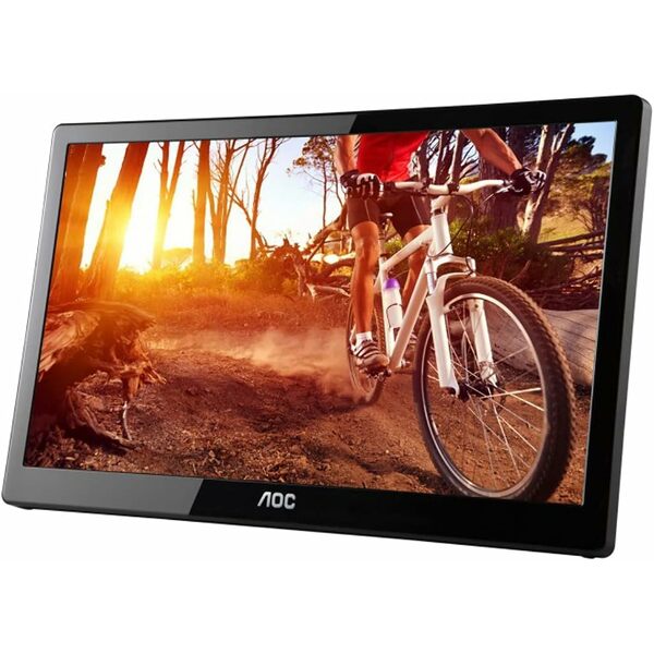 Aoc 15.6-Inch Ultra Slim 1366x768 Res 200 cd/m2 Brightness USB 3.0-Powered Portable LED Monitor w/Case Black