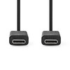NEDIS USB 3.2 Gen 2x2  USB-C™ Male, USB-C™ Male, 100 W charging, 8K@30Hz, 10 Gbps, Nickel Plated, 1.00 m , PVC, Black Image