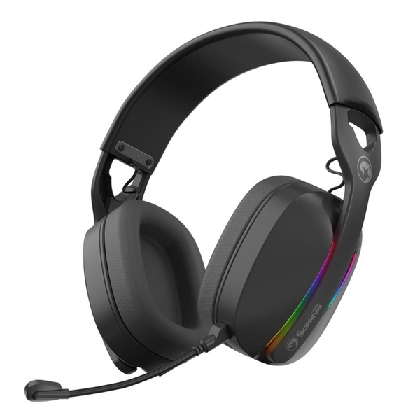 MARVO Scorpion Gaming Headphones, Tri-Mode Connection, 2.4GHz Wireless, BT 5.3 or Wired, Stereo Sound, RGB - PC, Android, MAC OS, iOS, PS4, PS5 and Switch Compatiible - Black Friday Deal
