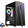 CIT Alpha Black Micro-ATX PC Gaming Case with 1 x ARGB LED Strip and 1 x 120mm  ARGB 4pin PWM Fan Image