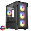 CIT Tsunami Black Micro-ATX Gaming Case With 4 x 120mm ARGB Inner-Ring Fans and Tempered Glass Panels With 30 Percent Tint Image