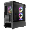 CIT Tsunami Black Micro-ATX Gaming Case With 4 x 120mm ARGB Inner-Ring Fans and Tempered Glass Panels With 30 Percent Tint Image