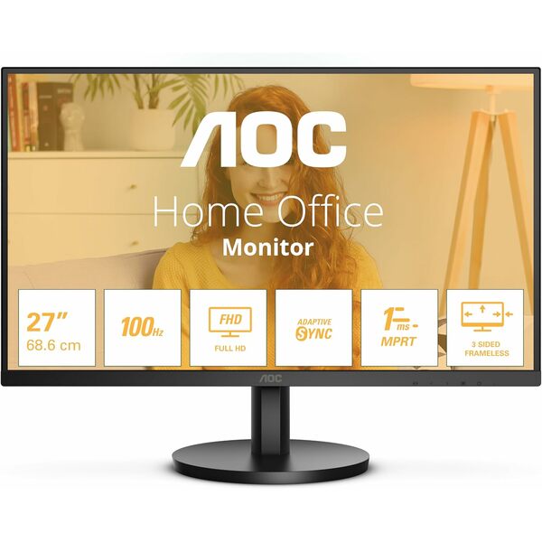 Aoc 27 Inch 1920X1080 Va 100Hz 1M Widescreen LED Monitor With Speakers - Black