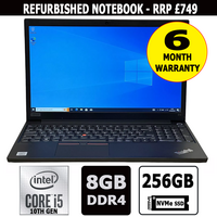 15.6  nch Screen, Intel Core I5- 10th Gen,  8Gb DDR4, 256Gb Nvme SSD, Windows 11 Pro  (Refurbished 6 Month Warranty)