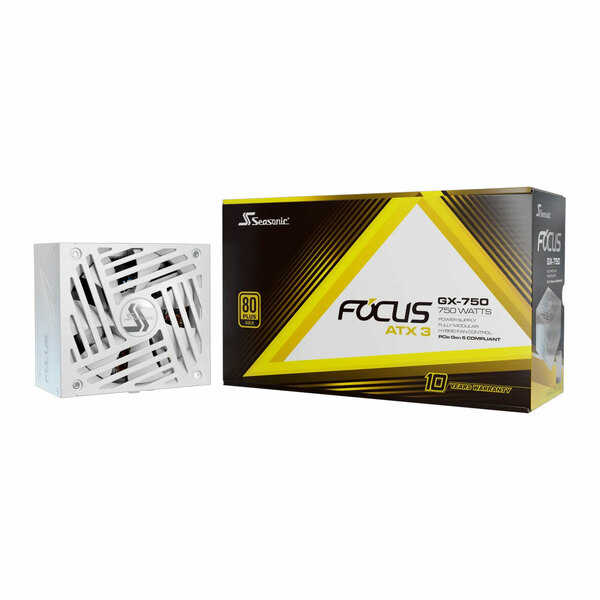 Seasonic FOCUS GX 750 Watt ATX3 Fully Modular 80+ Gold PSU, White