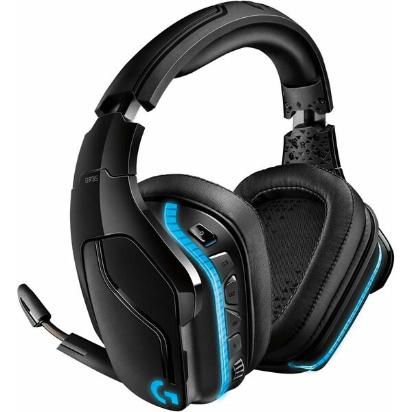 Logitech G935 RGB Wireless Gaming Headset, 7.1 Surround Sound, DTS X 2.0, 50mm Pro-G Drivers, 2.4GHz, Rocker Mic, PC/Mac/PS4/Nintendo Switch - Black