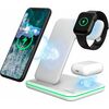 Canyon 3 in 1 Wireless Charging Station Apple Phone Watch and Airpods Charger Compatible with Apple Watch Airpods iPhone Wireless Charger for Qi Devices Adapter 18W Touch Control Backlight White Image