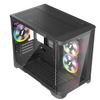 1St Player UV6 Micro ATX Case with U-Shaped Panoramic Panel and 3x RGB Fans - Black Image