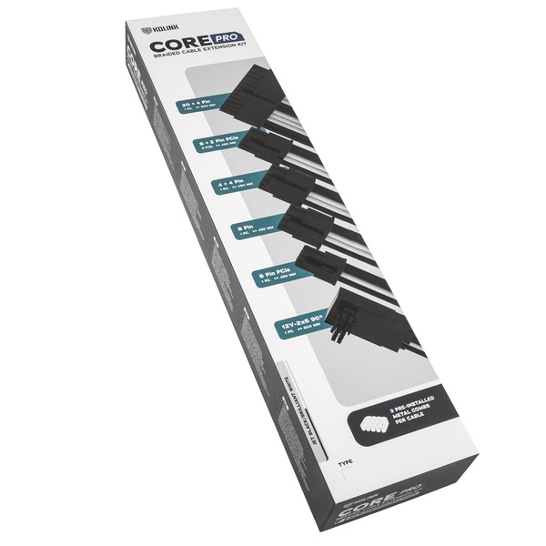 Kolink Core Pro Braided Cable Extension Kit 12VHWPR Type 1 - Jet Black/Brilliant White
