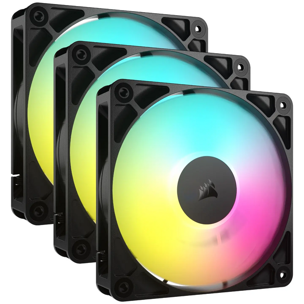 Corsair RS120 ARGB 120mm PWM Fans – Daisy-Chain Connection – Low-Noise – Magnetic Dome Bearing – Triple Pack