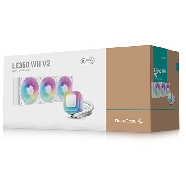 Deepcool LE360 white V2 360mm Liquid CPU Cooler, Triple 120mm ARGB Fans, Anti-Leak Tech, Quiet High-Performance Pump