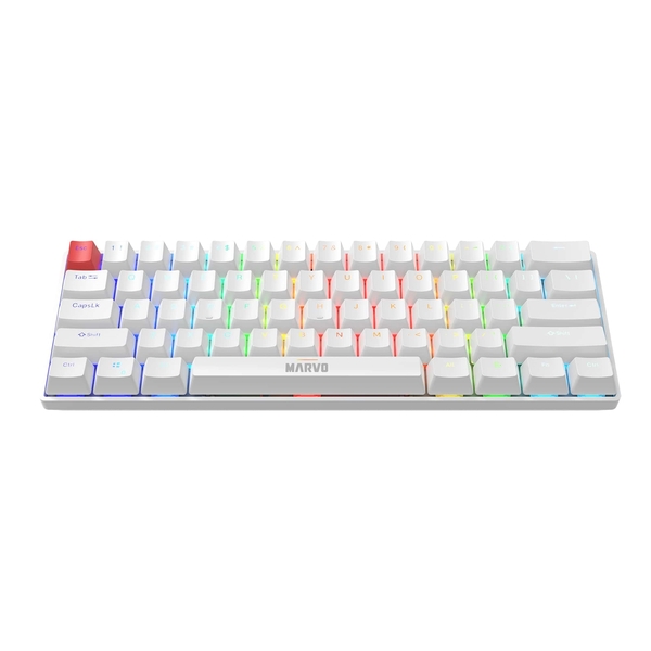 MARVO Scorpion Saber 61 White USB Mechanical RGB 60% UK Layout Gaming Keyboard