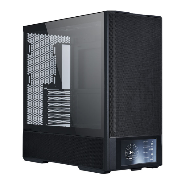 Lian Li LANCOOL 207 Digital Black Mid Tower Compact Tempered Glass PC Gaming Case with 6`` LCD Screen