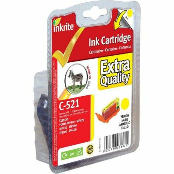 Inkrite  Canon MP980 MP620 MP630 MP540 iP4600 iP3600- CLI-521Y Yellow