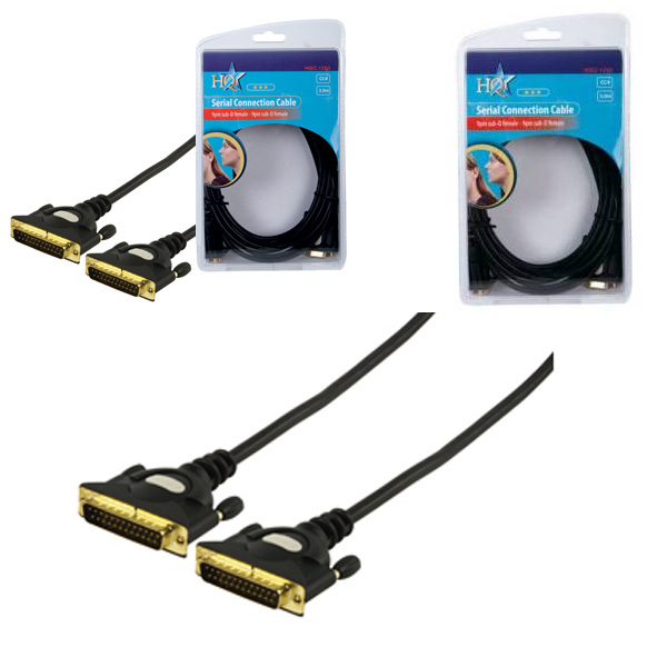 HQ HQCC-103/3 3Meter 25 Pins Male To 25 Pin Male Serial Extension Cable - Gold Plated