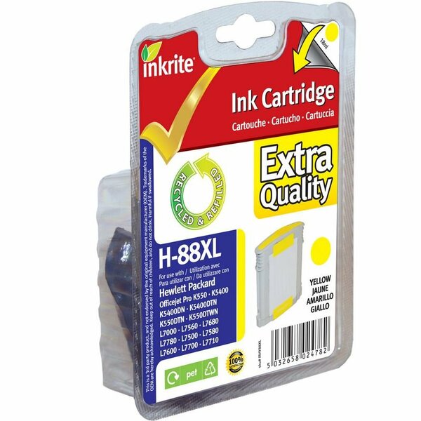 Inkrite IRHY88XL HP 88 For Deskjet Yellow Office jet 550/5400