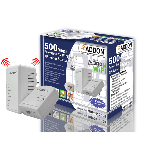 Addon  500Mbps Power Line AV Wireless AP Router Starter Kit