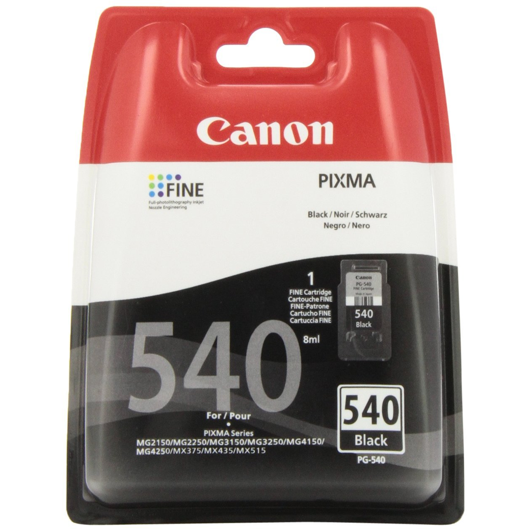 Canon PG-540 Black Ink Cartridge 8ml for PIXMA MG2250, MG3150, MG3250,  MG4150, MG4250, MX375, MX395, MX435, MX455, MX515, MX525