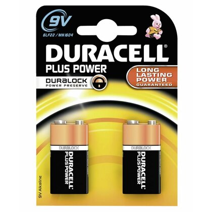 Duracell  Duracel Plus Power 9v Battery 2 Pack