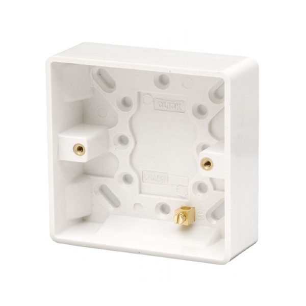 H P Elec  Single Wall Mount Back Box 25mm (white)