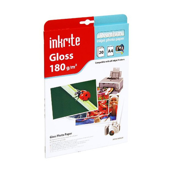Inkrite  Photo Plus Gloss paper 180gsm A4 x20 Sheets