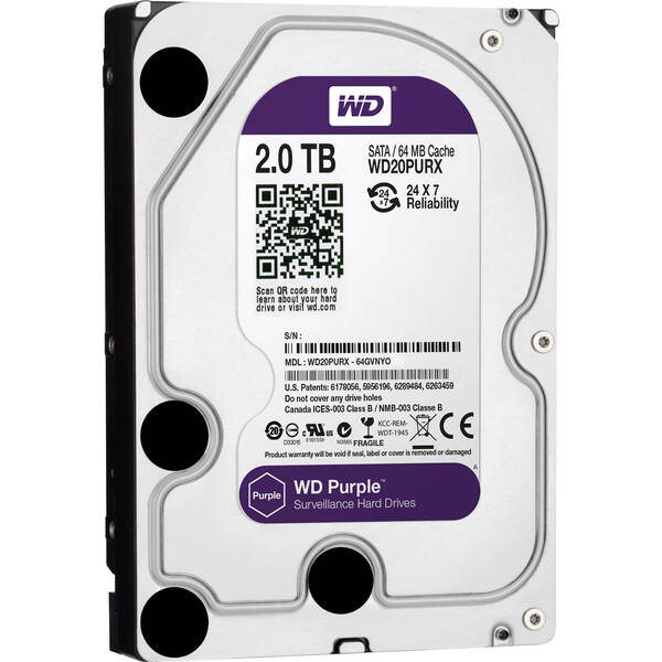 Western Digital  2TB WD Purple Surveillance Storage 3.5 inch SATA Hard Drive