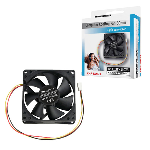 Konig 8cm Cooling Fan Sleeve Bearing With 3 Pin Power Adaptor Falcon