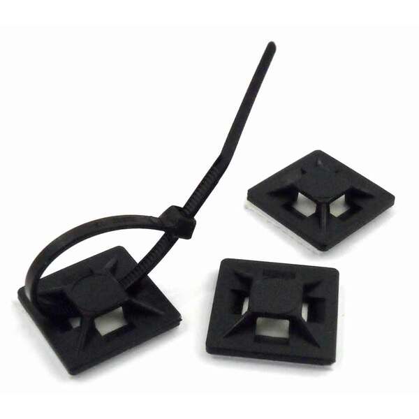 Generic  PC Cable Management Cable Clip 20mm x 20mm black colour 100 pack
