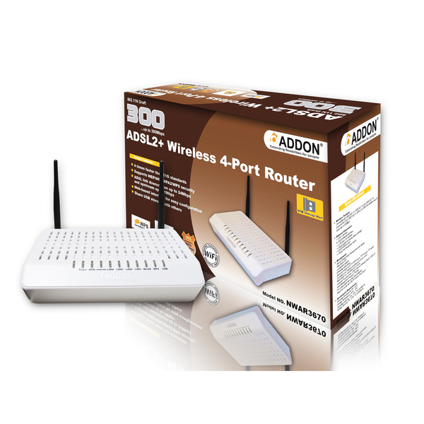 Addon  300Mb/ps 11n Wireless ADSL2+ 4 Port Router