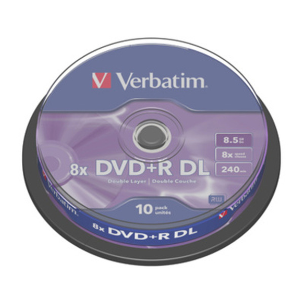 Verbatim 8.5GB 8x Double / Dual Layer DVD+R Matt Silver - 10 Pack Spindle