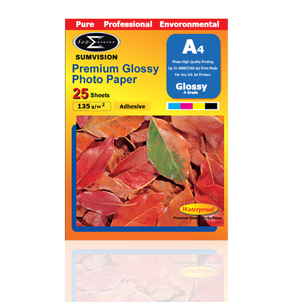 Sumvision  135 Gm Glossy A4 Photo Paper- 25x Adhesive