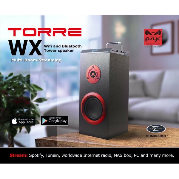 Psyc  Torre WX Wi-Fi / Bluetooth Mini Tower Speaker 20w