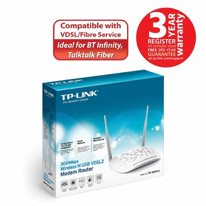 TP-LINK  300Mbps Wireless VDSL2/ADSL2+ Modem Router, 4-Port, Dual WAN, USB