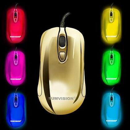 Sumvision  LED Gaming Mouse Plasma Gold Electroplated 6 Colour LED Programmable Gaming Mouse Adjustable 4000DPI, Omron Switches, AVAGO 3050 Optical Sensor-  USB - BLACK FRIDAY DEAL