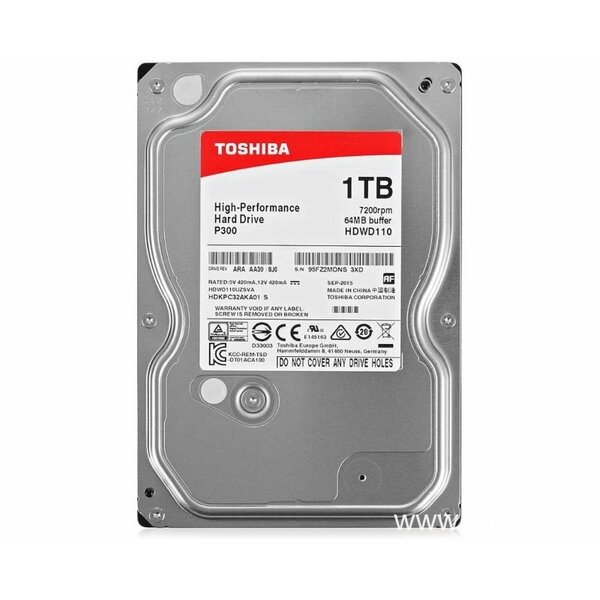 Toshiba  1Tb 3.5 Inch High-Performance Hard Drive 7200 Prm, 64Mb Cache - Special Offer