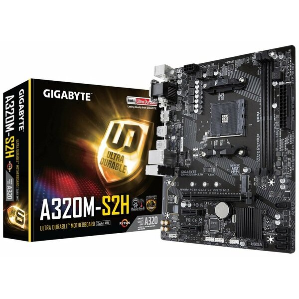 Gigabyte A320M-S2H AMD A320 (Socket AM4) RYZEN DDR4 Micro ATX Motherboard
