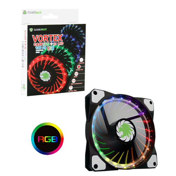 GameMax Game Max  Vortex RGB 12cm Fan LED & Ring Lighting 4pin RGB Connector
