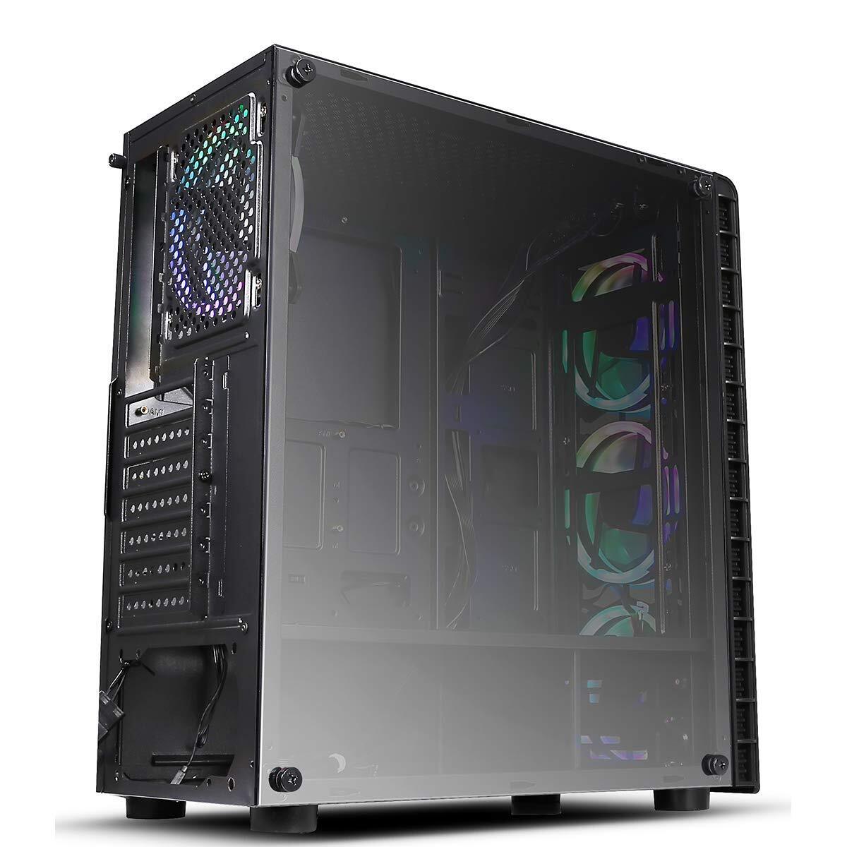 CIT Raider Gaming Case 4 x Halo Spectrum RGB Fans Glass Front and Side