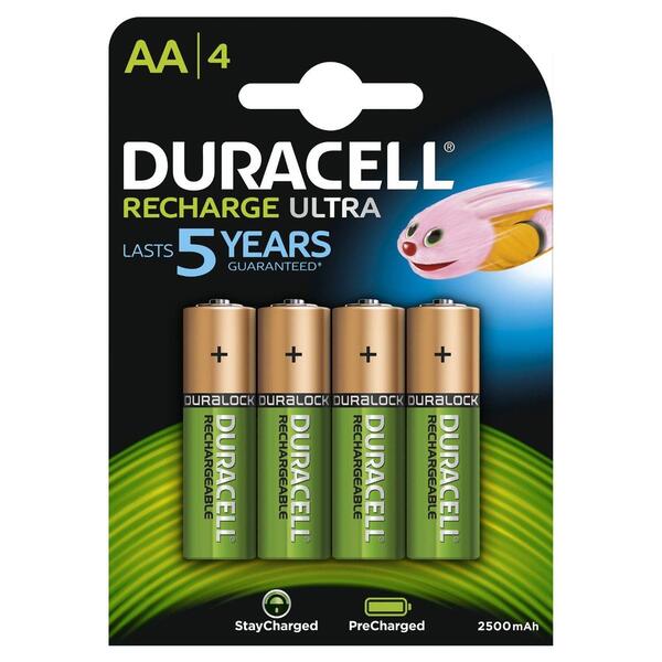 Duracell Ultra Rechargeable AA 2500mAh 4 Pack Falcon Computers