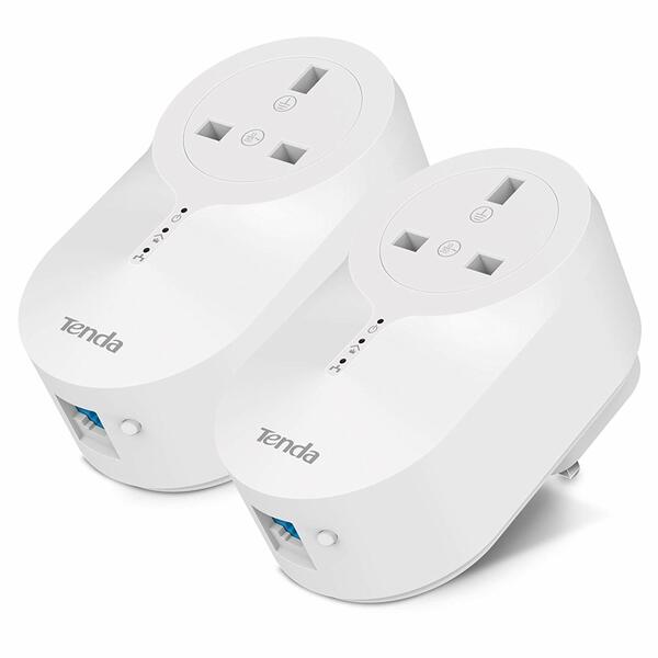Tenda  AV1000 Passthrough Powerline Adapter Kit with 1 x Gigabit Port (AC Passthrough) - Pack of 2 - Black Friday Deal