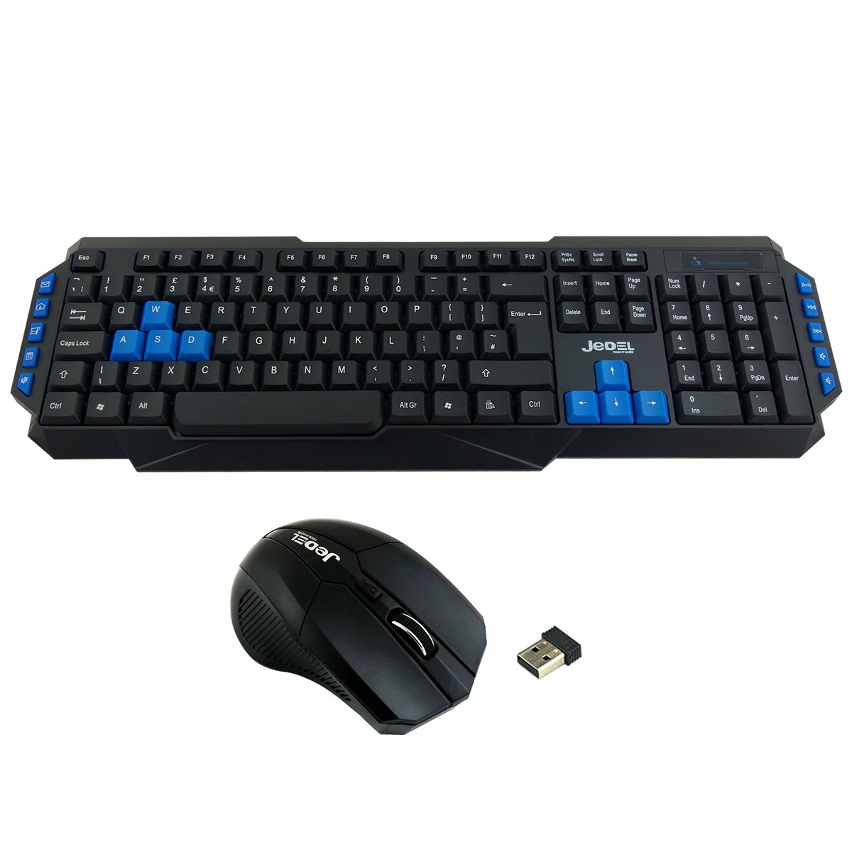 Jedel Ws0 Wireless Gaming Keyboard And 3 Button Mouse Black Blue Black Friday Deal