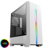 GameMax GMXCSSOLARWHT Solar White RGB Midi Tempered Glass Gaming Case MB SYNC 3 pin - Special offer