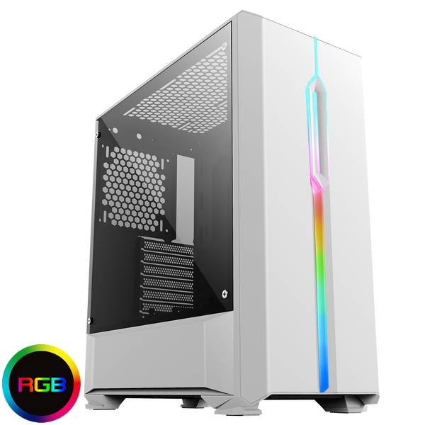 GameMax  Solar White RGB Midi Tempered Glass Gaming Case MB SYNC 3 pin - Special offer