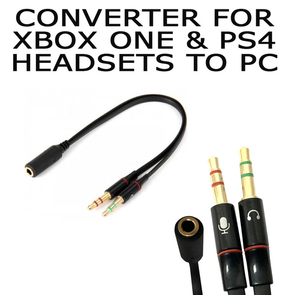 Generic  High Performance 3.5mm Female to Dual Male Earphone Mic Audio Y Converter Flat * converts XBOX / PS4 To PC Mic and Headphone Jacks