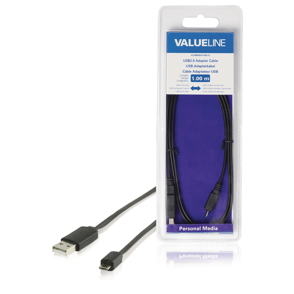 Value Line  USB 2.0 Cable USB-A Male - Micro B Male Flat 1.00 m Black