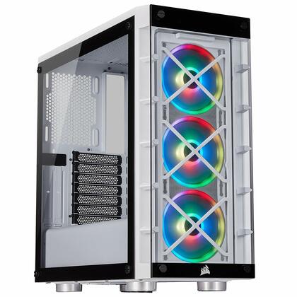 Corsair CC-9011189-WW iCUE 465X RGB Tempered Glass Mid-Tower ATX Smart Case (Tempered Glass Side and 3x LL120 RGB Coolers included) - White